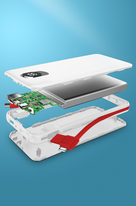 pd+qc3.0 power bank with cable