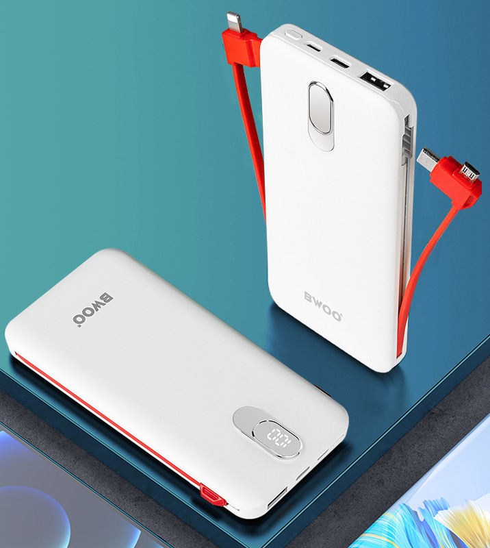 10000mah power bank built in cable