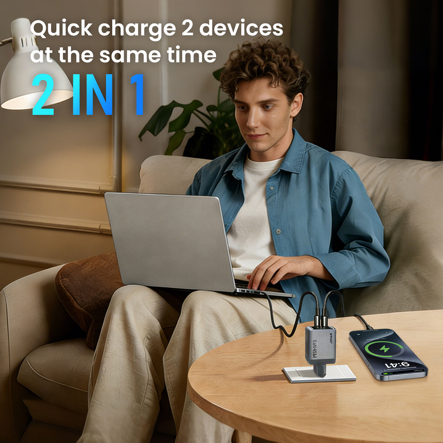 BO-CDA240 45W Dual-Ports GaN Charger