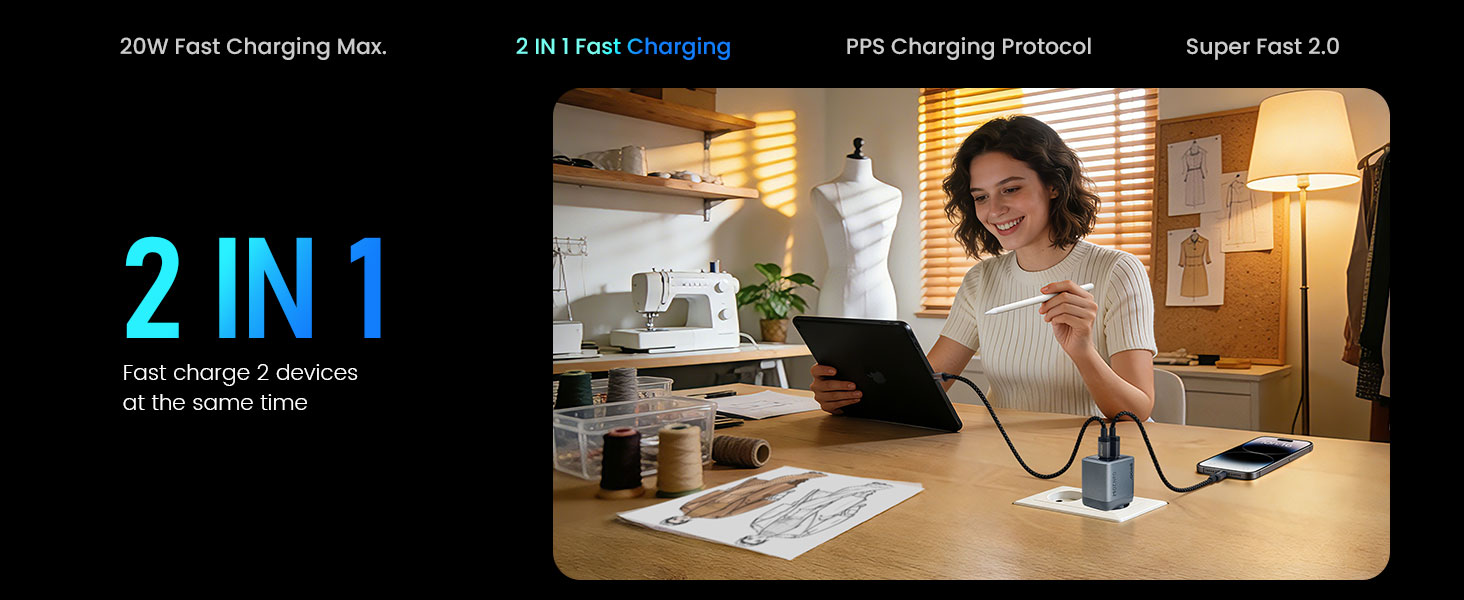 BO-CDA244 2 Ports GaN Wall Charger