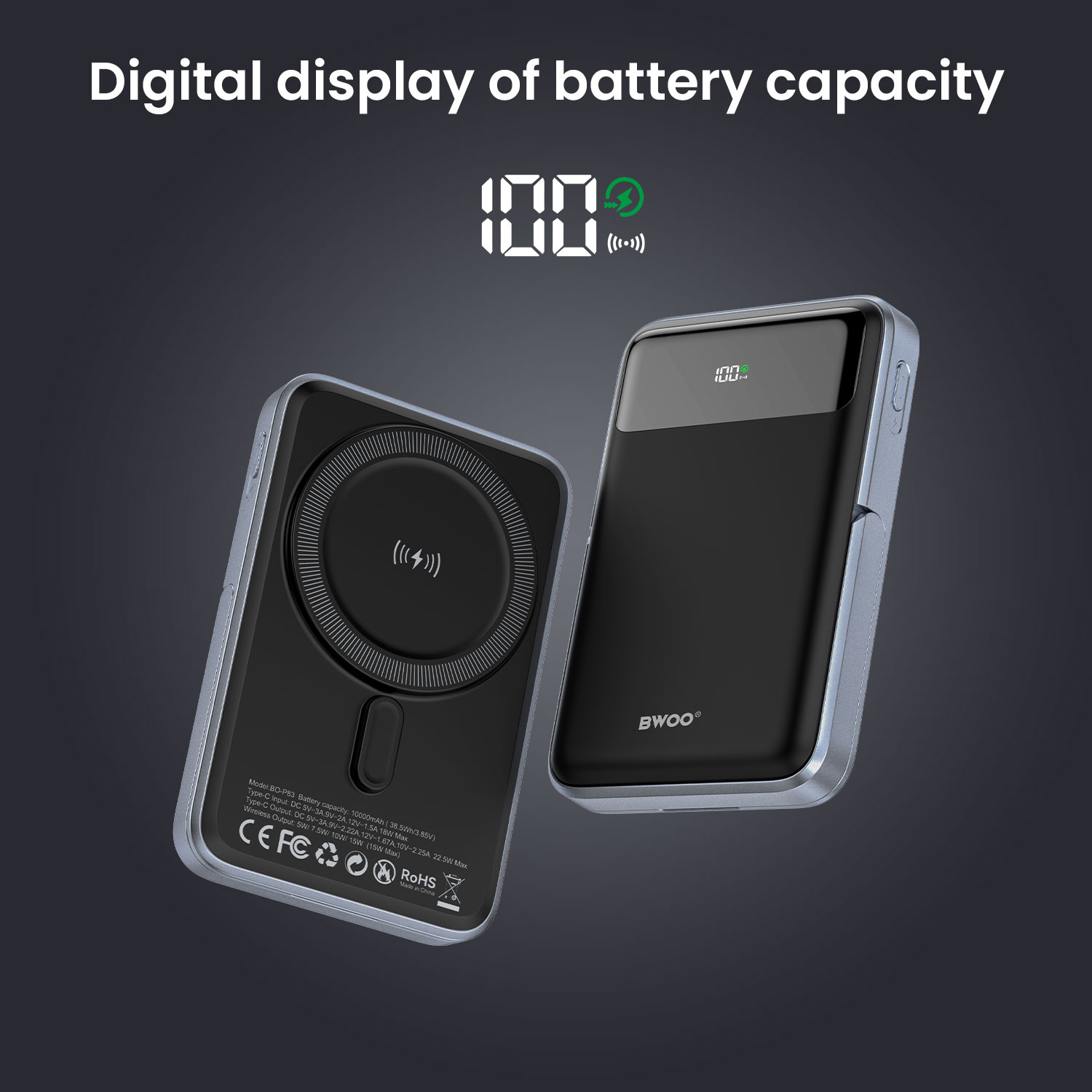 BO-P83 Wireless Power Bank with Digital Display