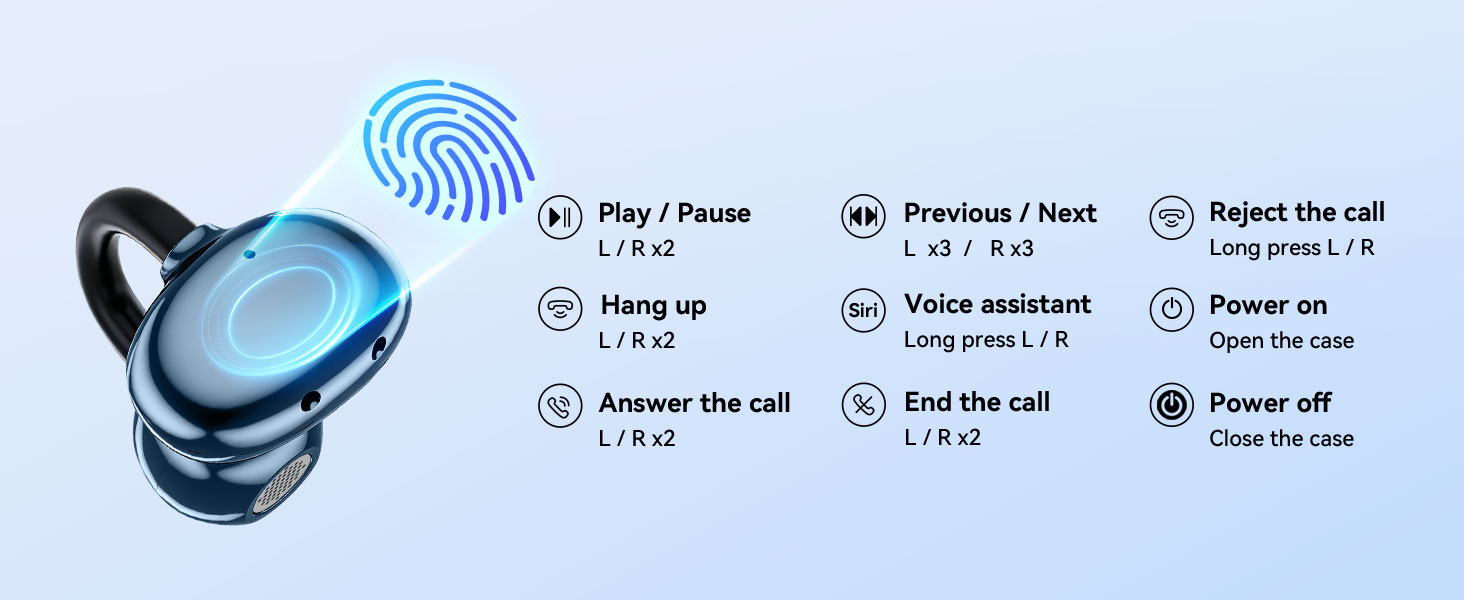 BO-BW99 Open Ear Earphones with Touch Control