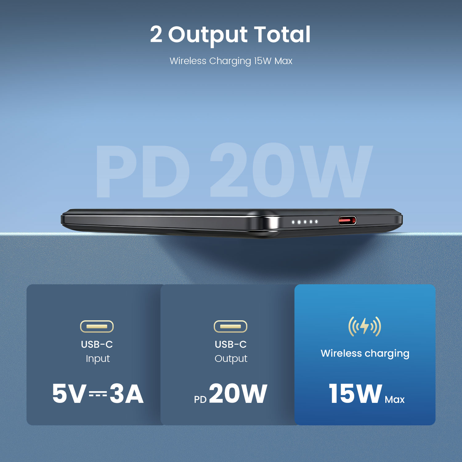 15W Wireless Charging Power Bank