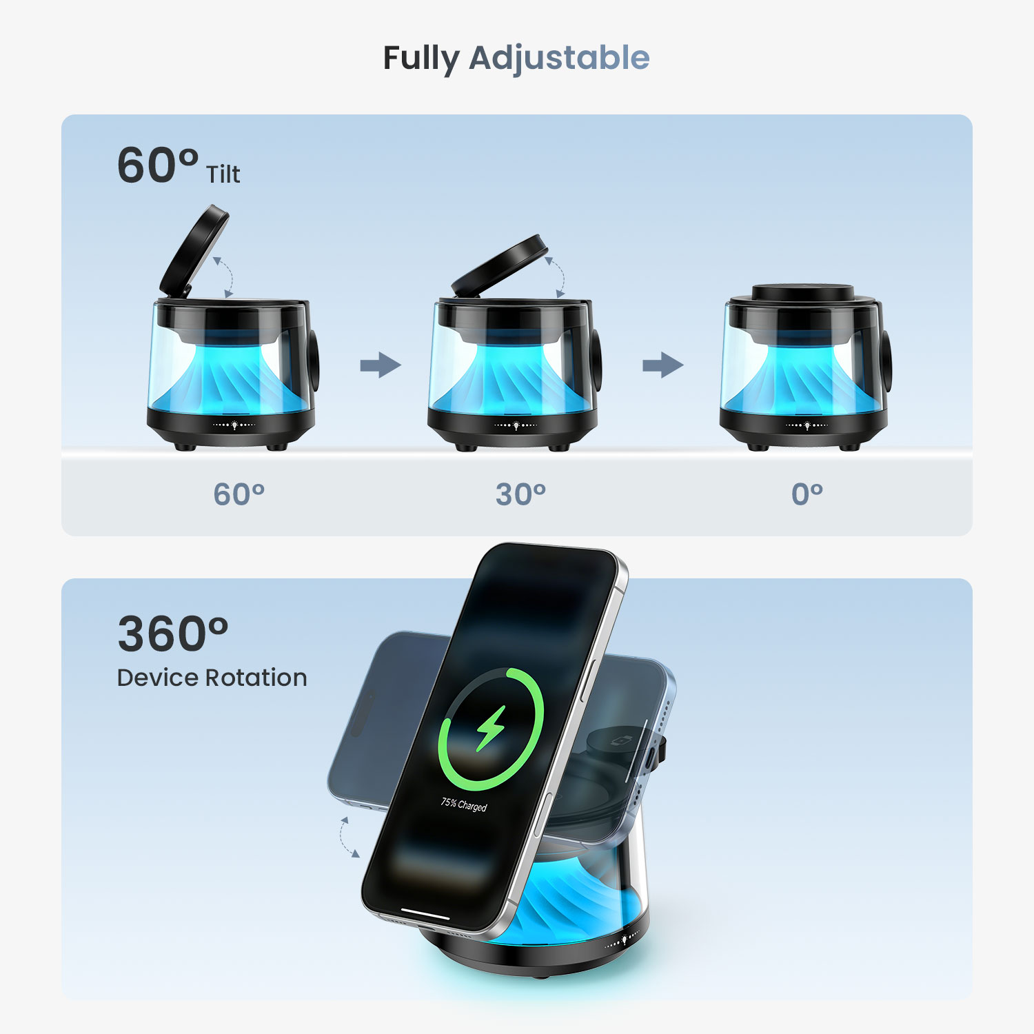 360 Rotation Adjustable Wireless Charger