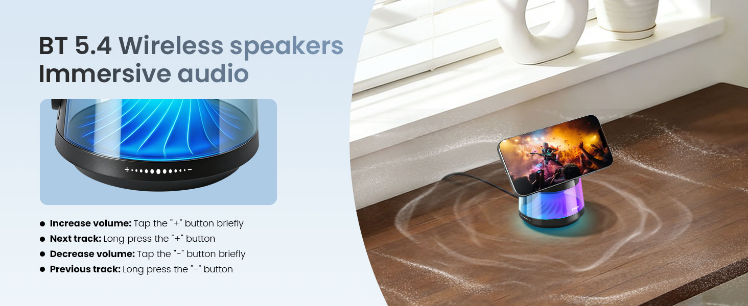 Wireless Charging Station Built-In BT 5.4 Wireless Speaker