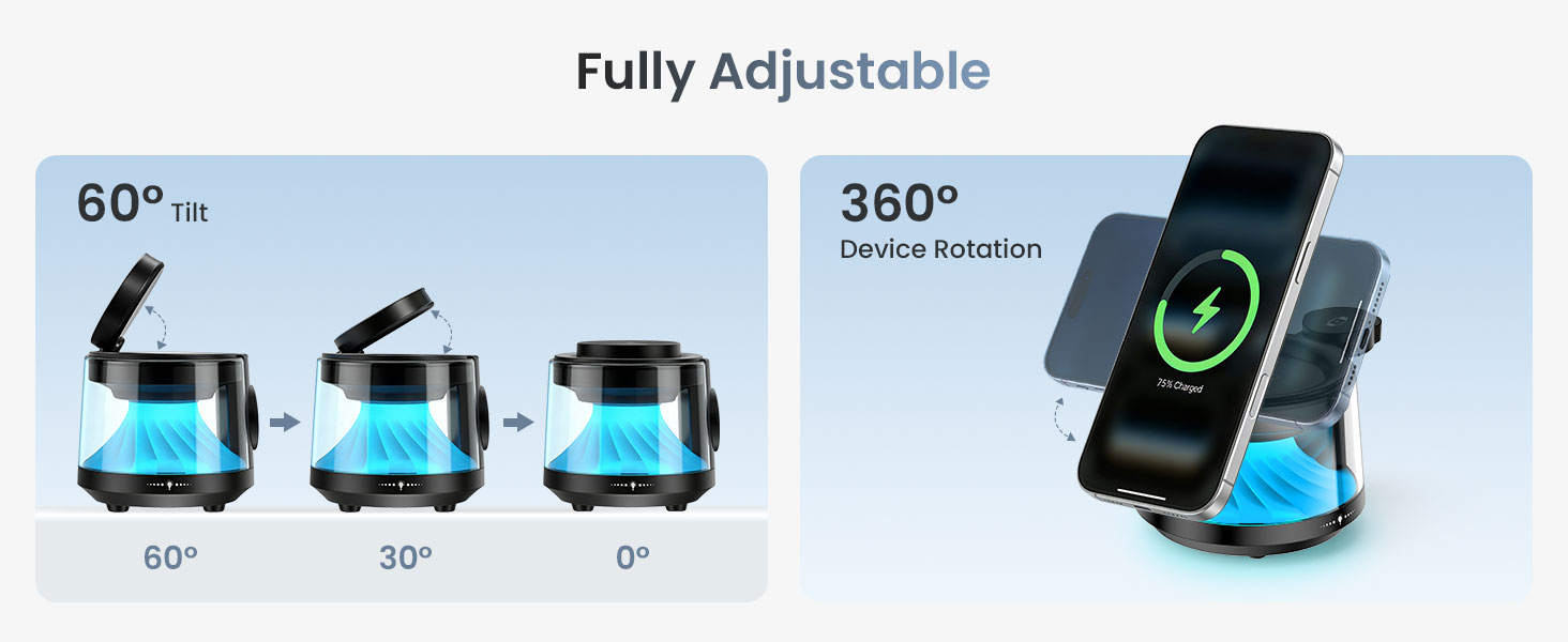BO-WL25 Wireless Charging Station with 360 Rotation Adjustment