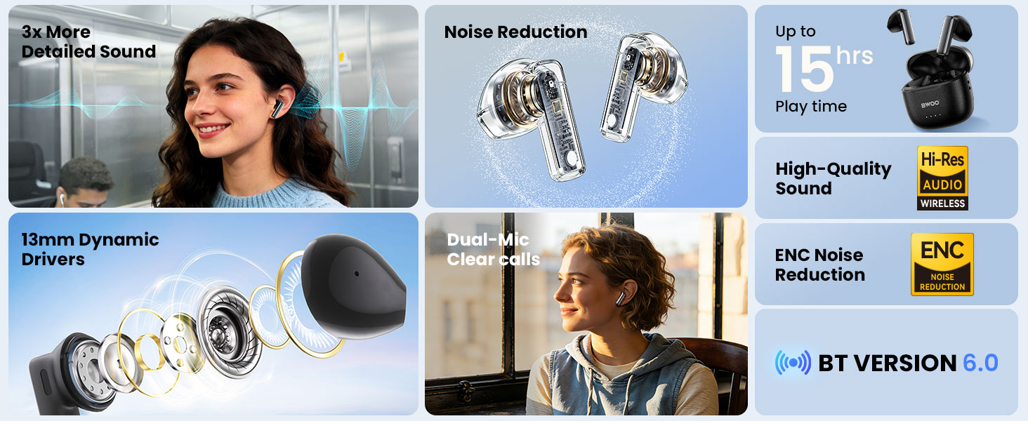 BO-BW41 ENC Wireless Earbuds Features