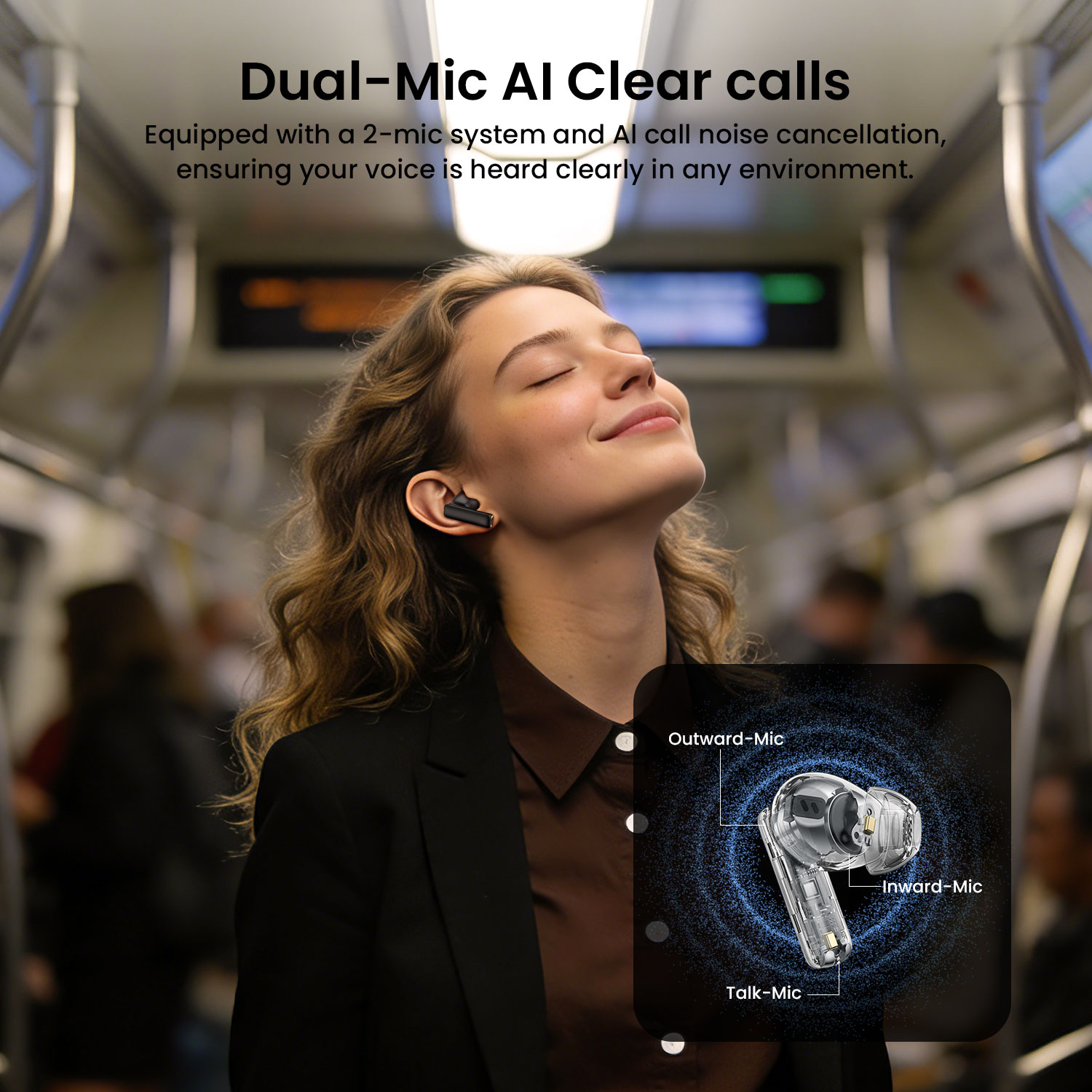 BO-BW40 ANC Wireless Earbuds with Dual-Mic AI Clear calls