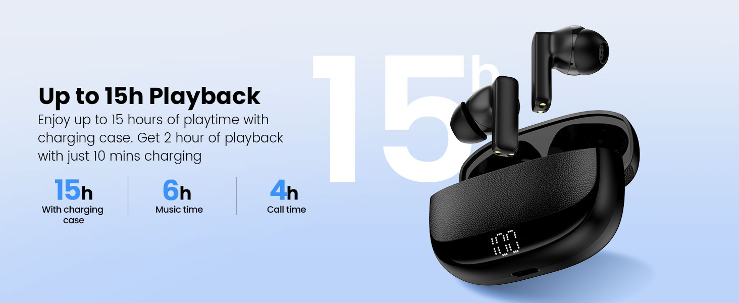 ANC Wireless Earphones with 15h Playtime