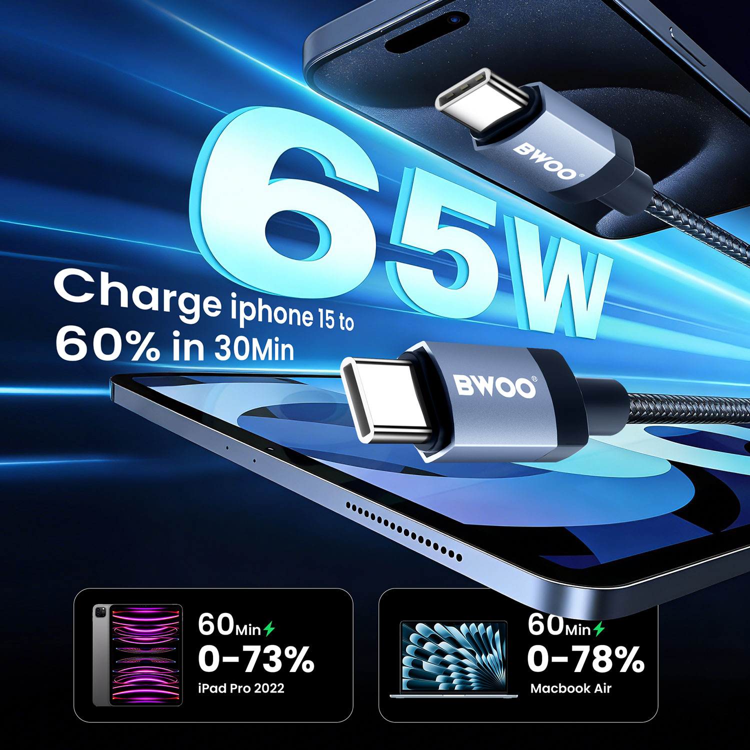 PD 65W Fast Charging USB-C Cable