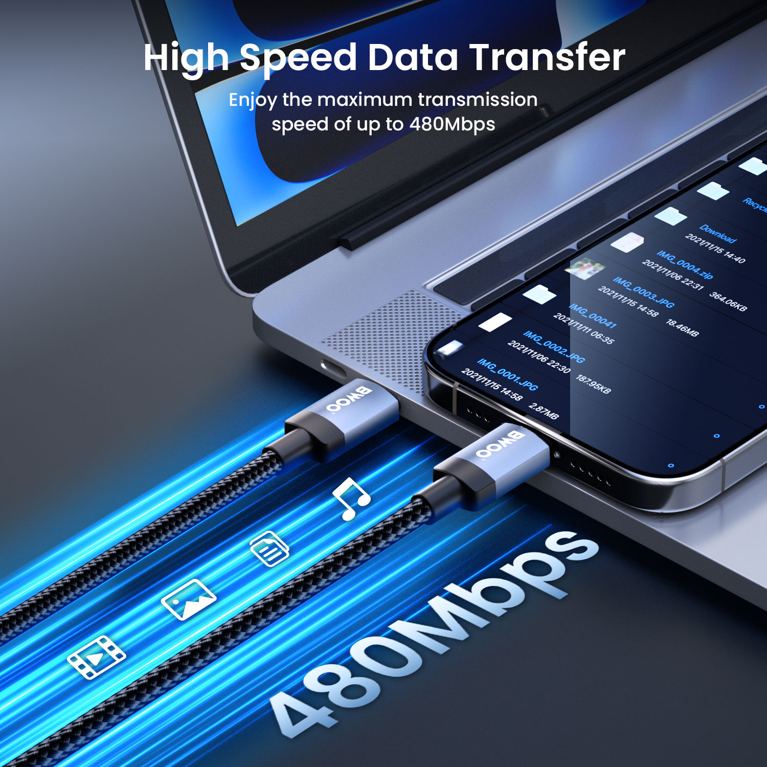BO-X401CC USB-C Cable with 480Mbps Transfer Speed