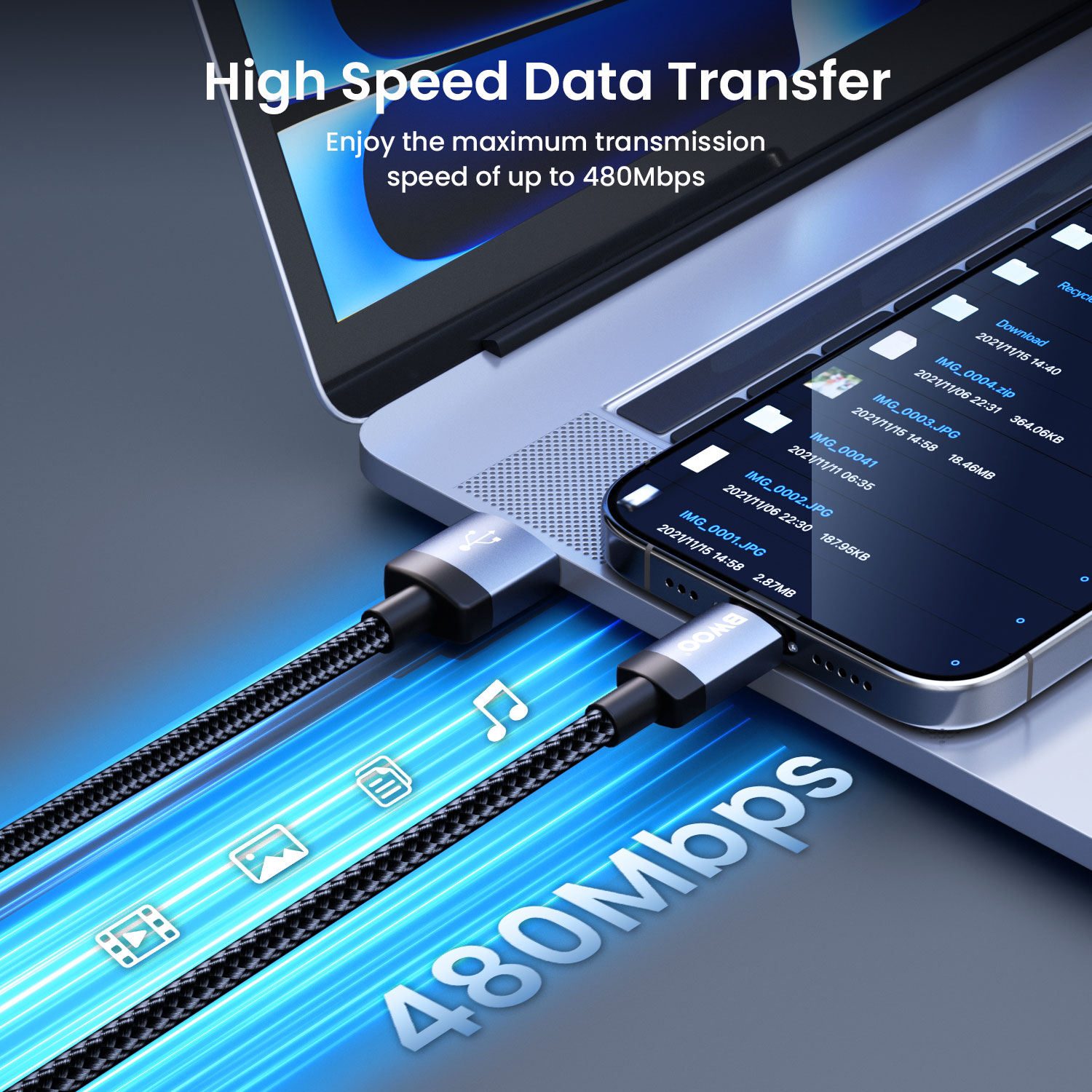 BO-X401C 15W USB C Cable with 480Mbps Transfer Speed