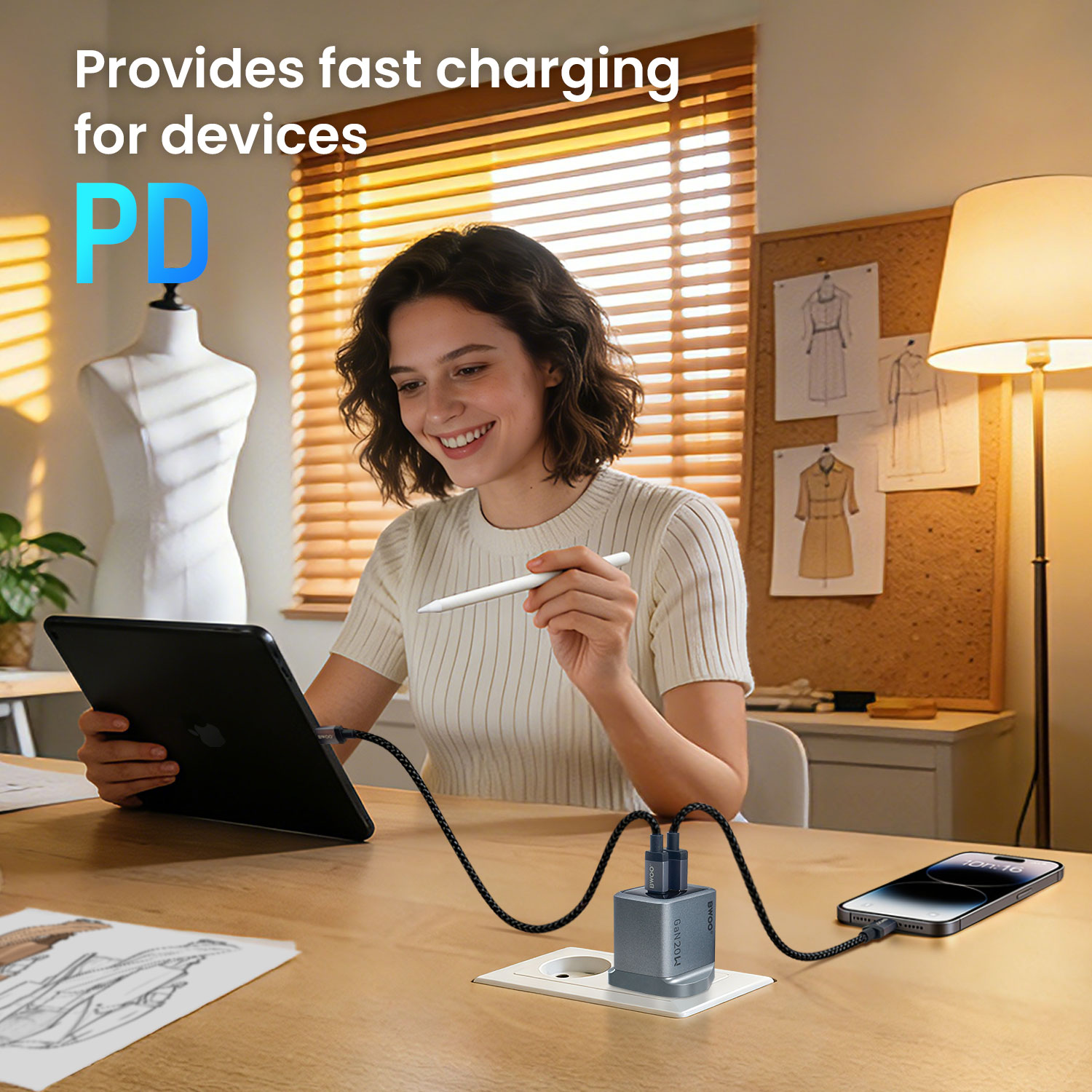 BO-CDA258 2 in 1 GaN Charger