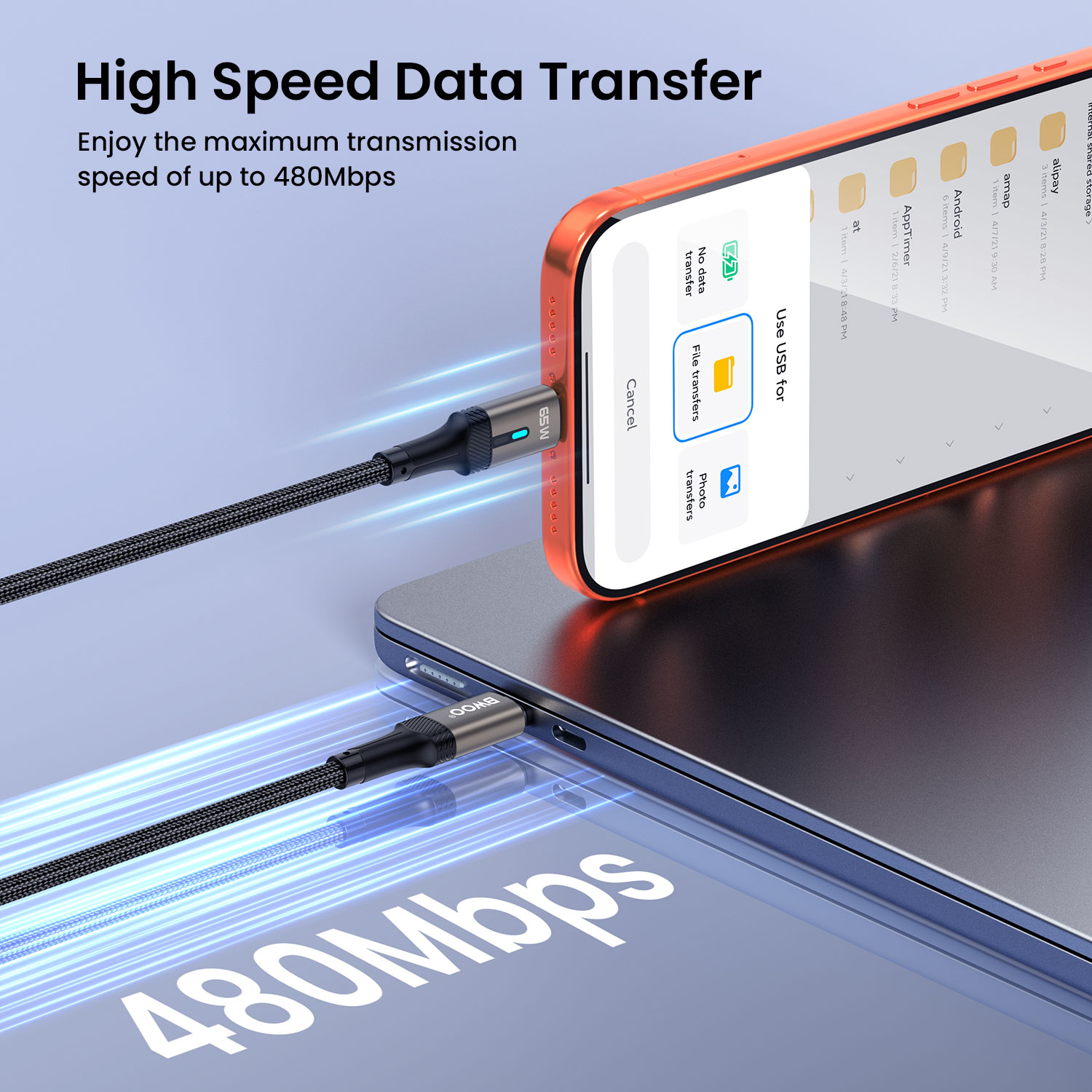 BO-X330CC USB-C Cable with 480Mbps Data Transfer Speed