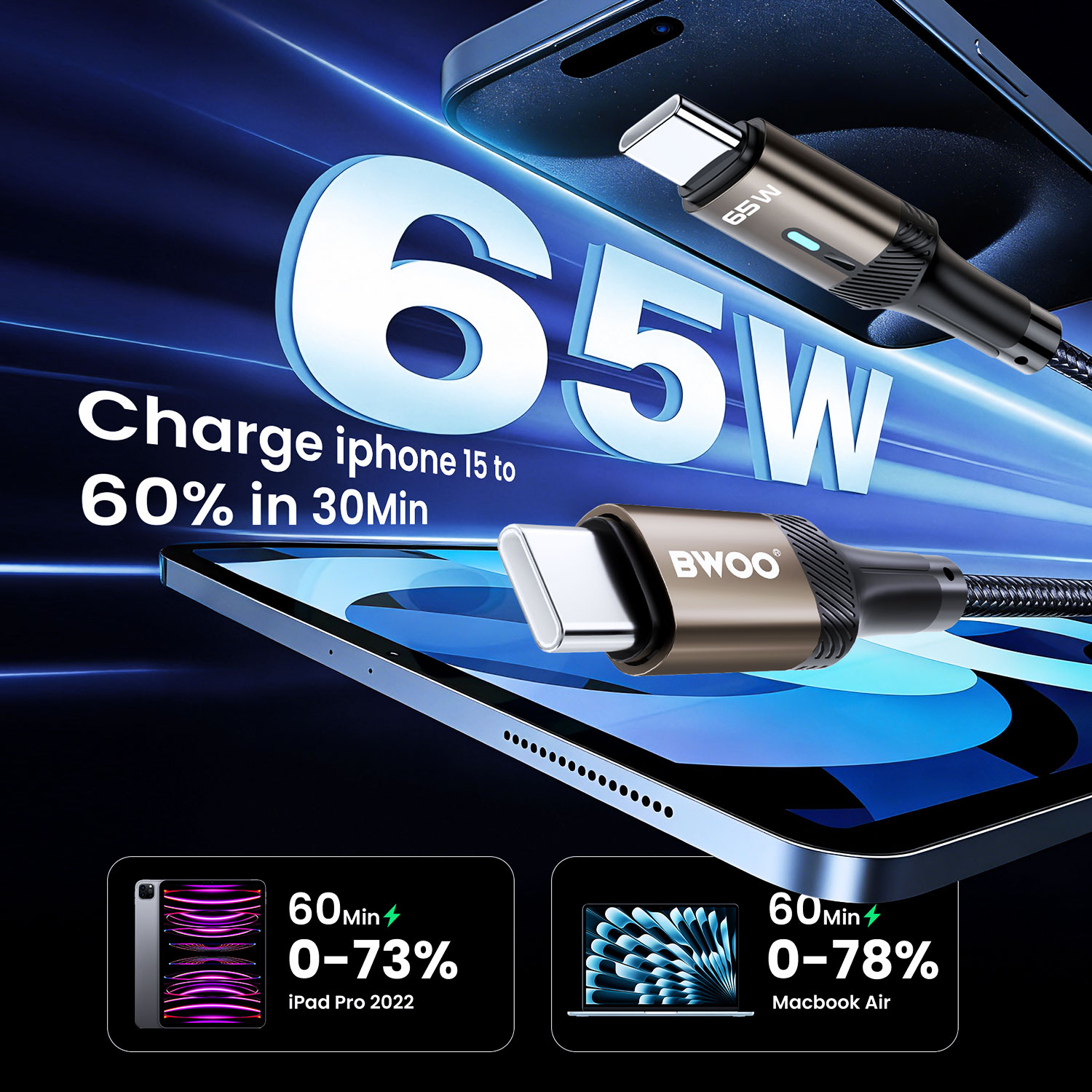 BO-X330CC 65W Fast Charging Cable