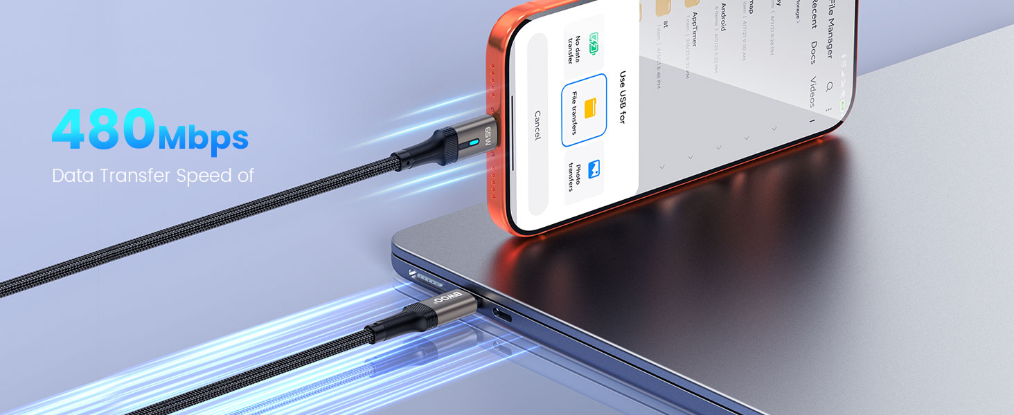 BO-X330CC USB C Data Cable with 480Mbps Transfer Speed