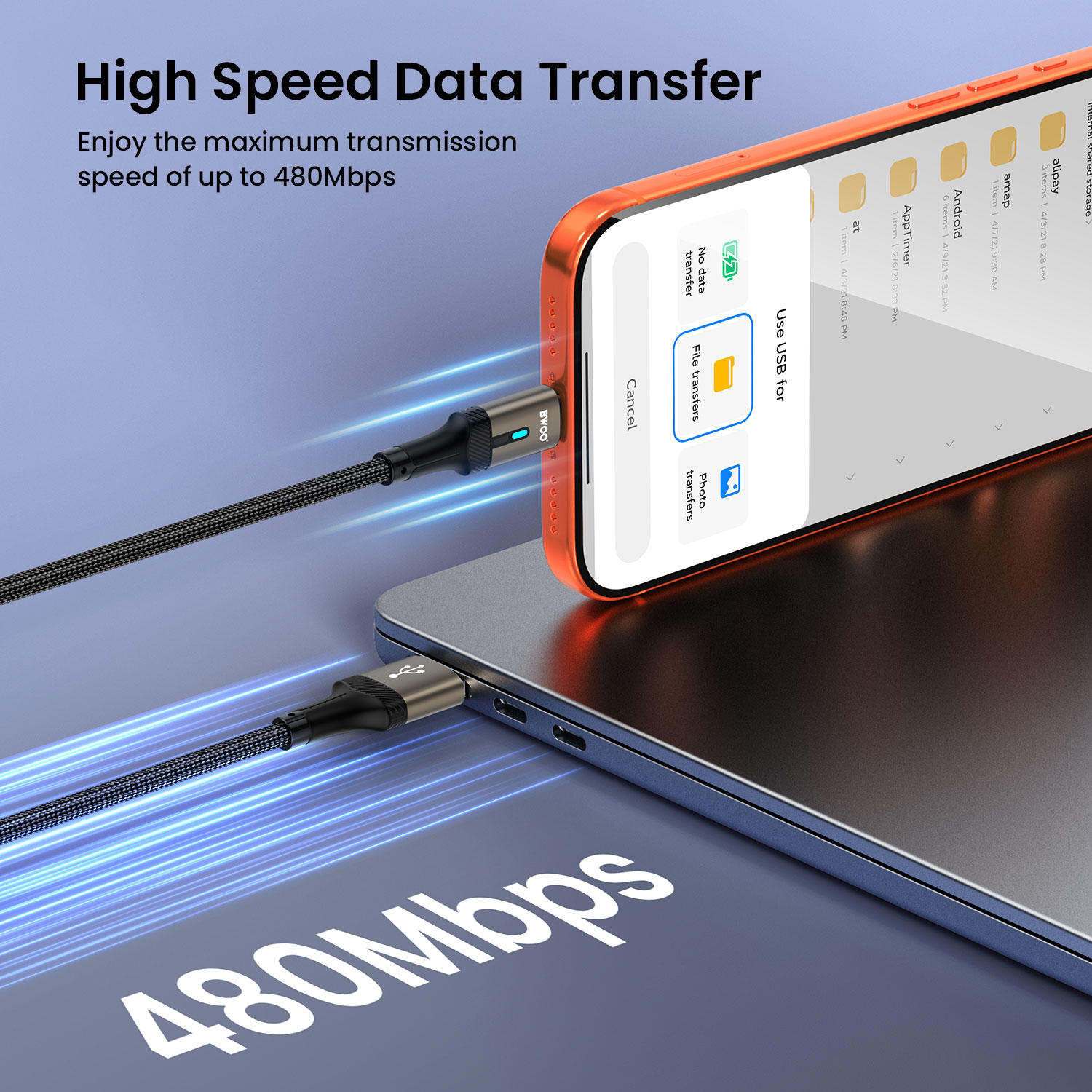 BO-X330C Data Cable with 480Mbps Transfer Speed