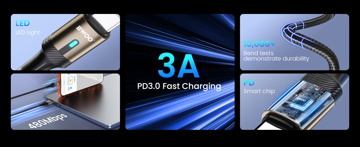 BO-X330C USB-A to USB-C Cable Features