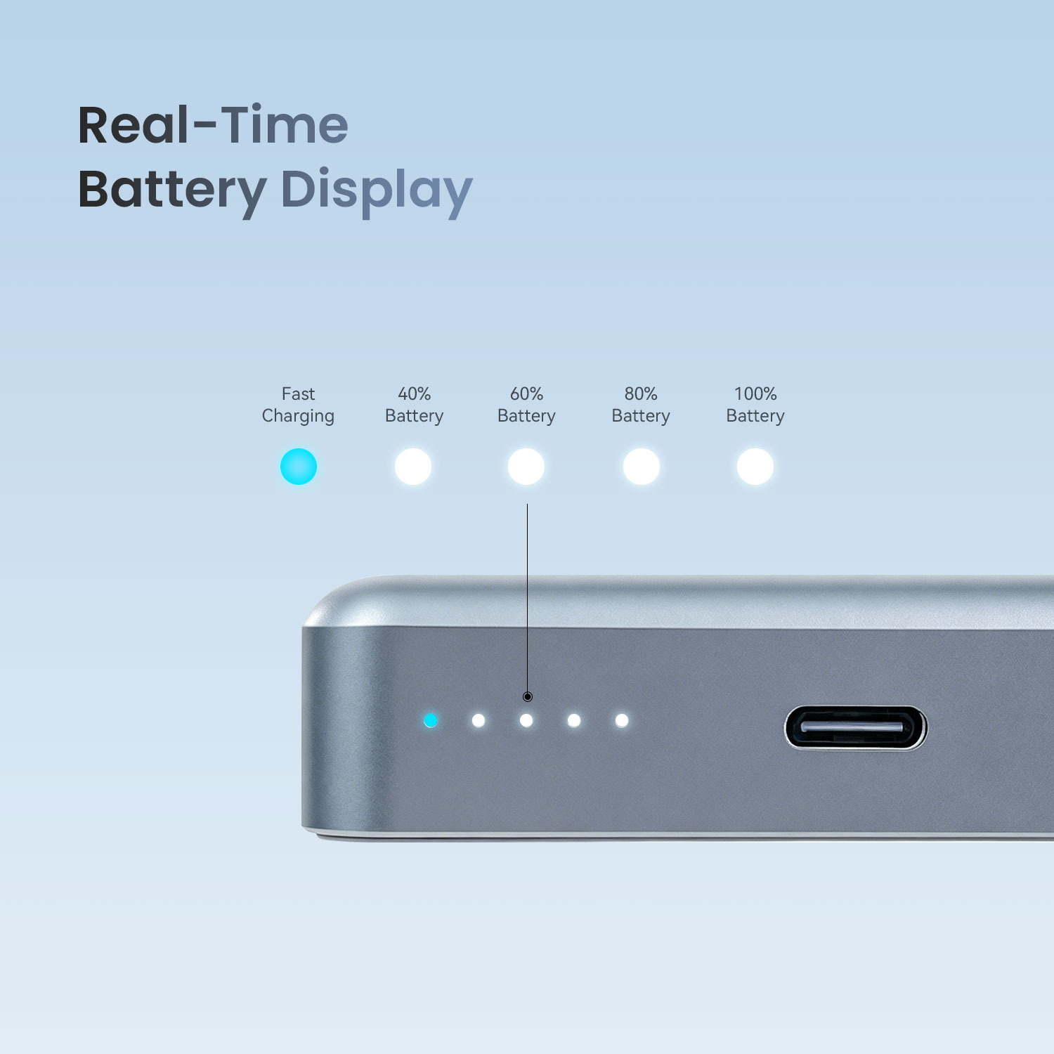 BWOO Magnetic Power Bank featuring Integrated LED Lights Display