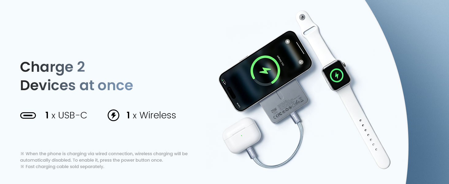 BWOO 25W Qi2.2 Charger with Multi-device Support