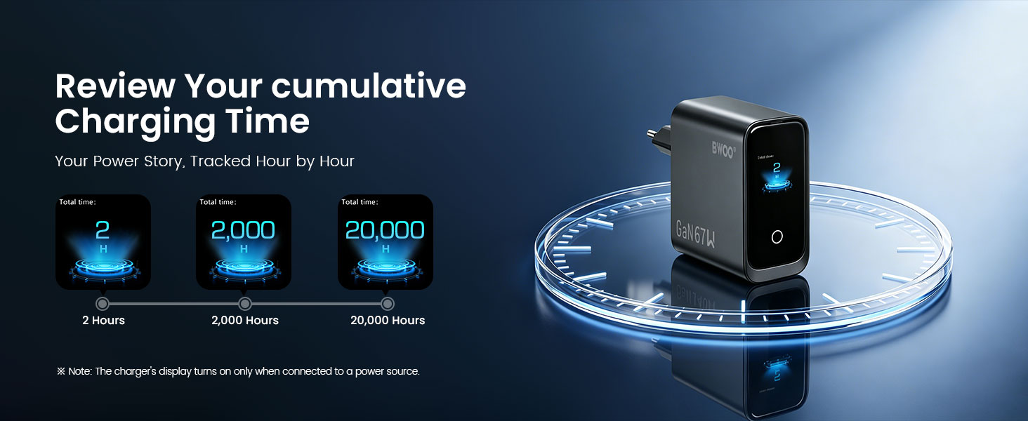 BWOO charger LCD screen operating time counter charging duration