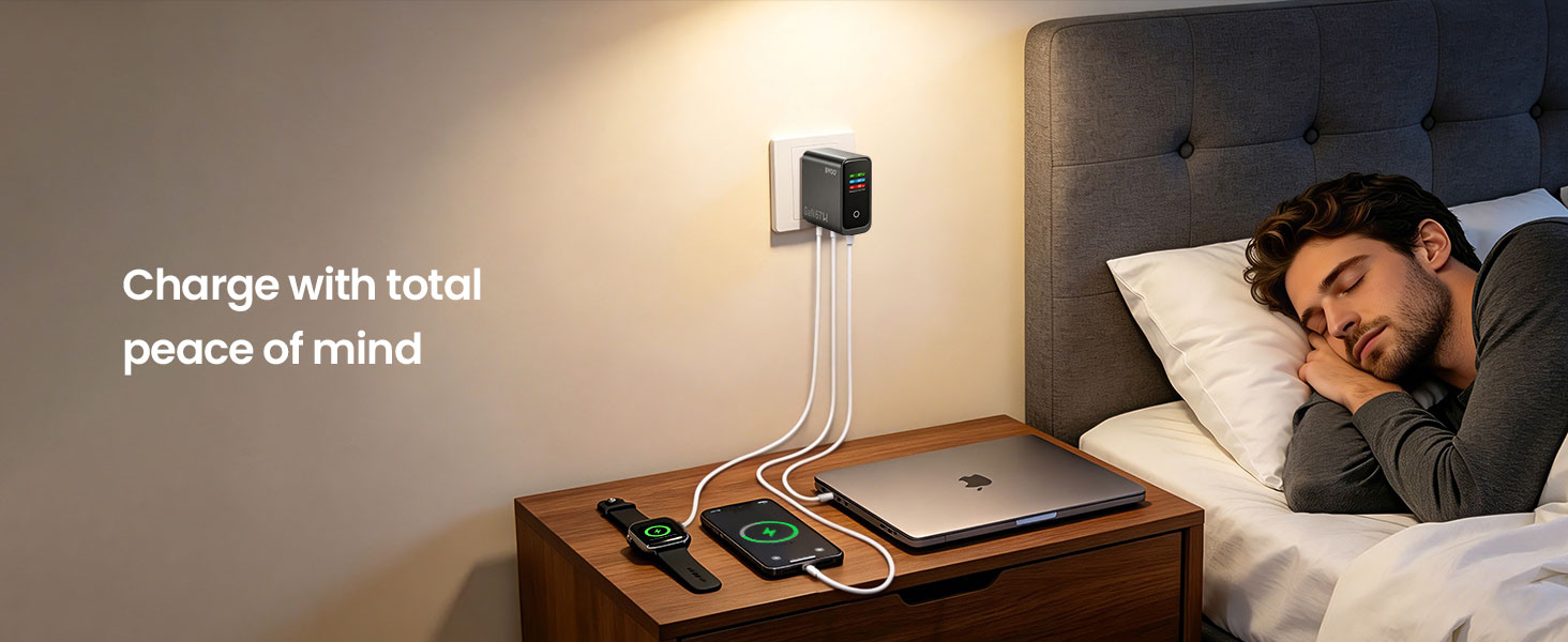 BWOO 3-port charger overnight charging iPhone Apple Watch nightstand