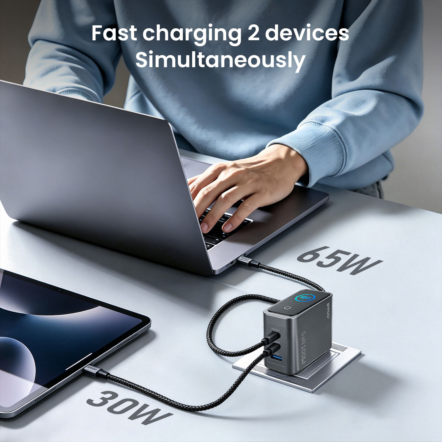 BWOO Smart Display Charger for 3 Devices