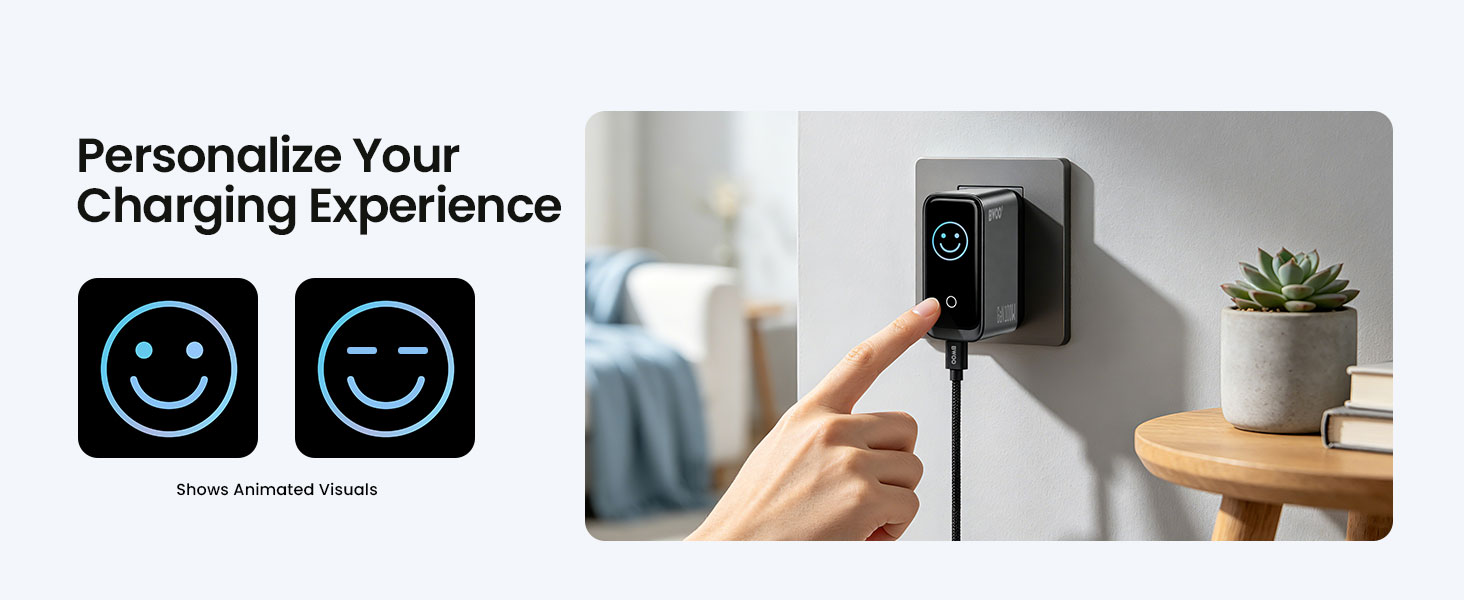 BWOO 100w smart display charger with personalized charging UI