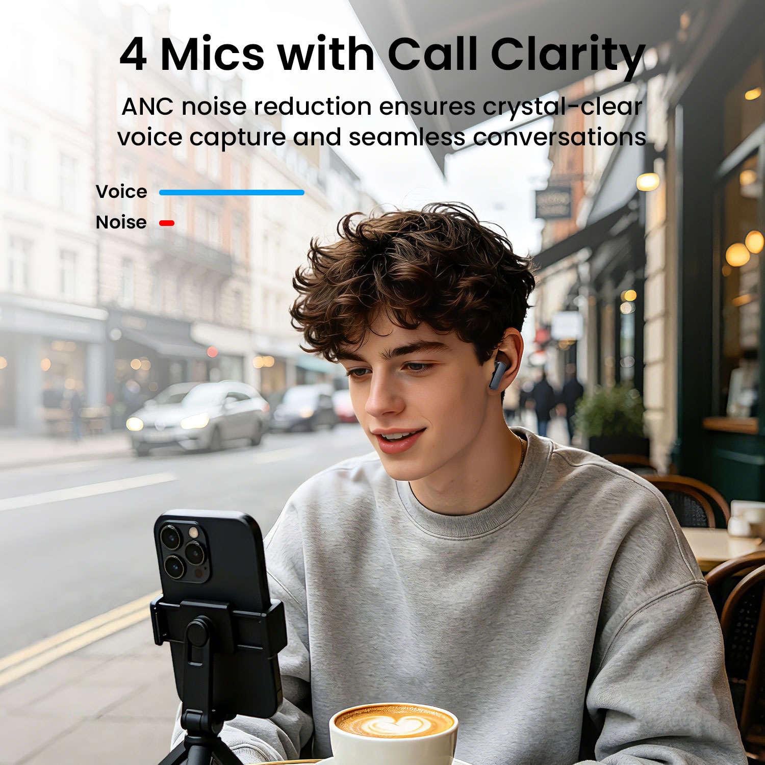 BWOO ANC Earbuds with 4 Mics with Call Clarity