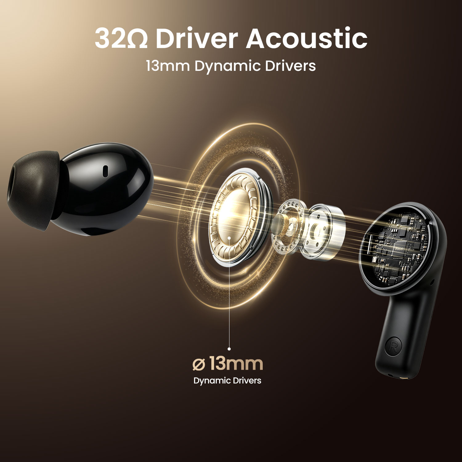 BWOO ANC Wireless Earbuds with 32Ω Driver Acoustic