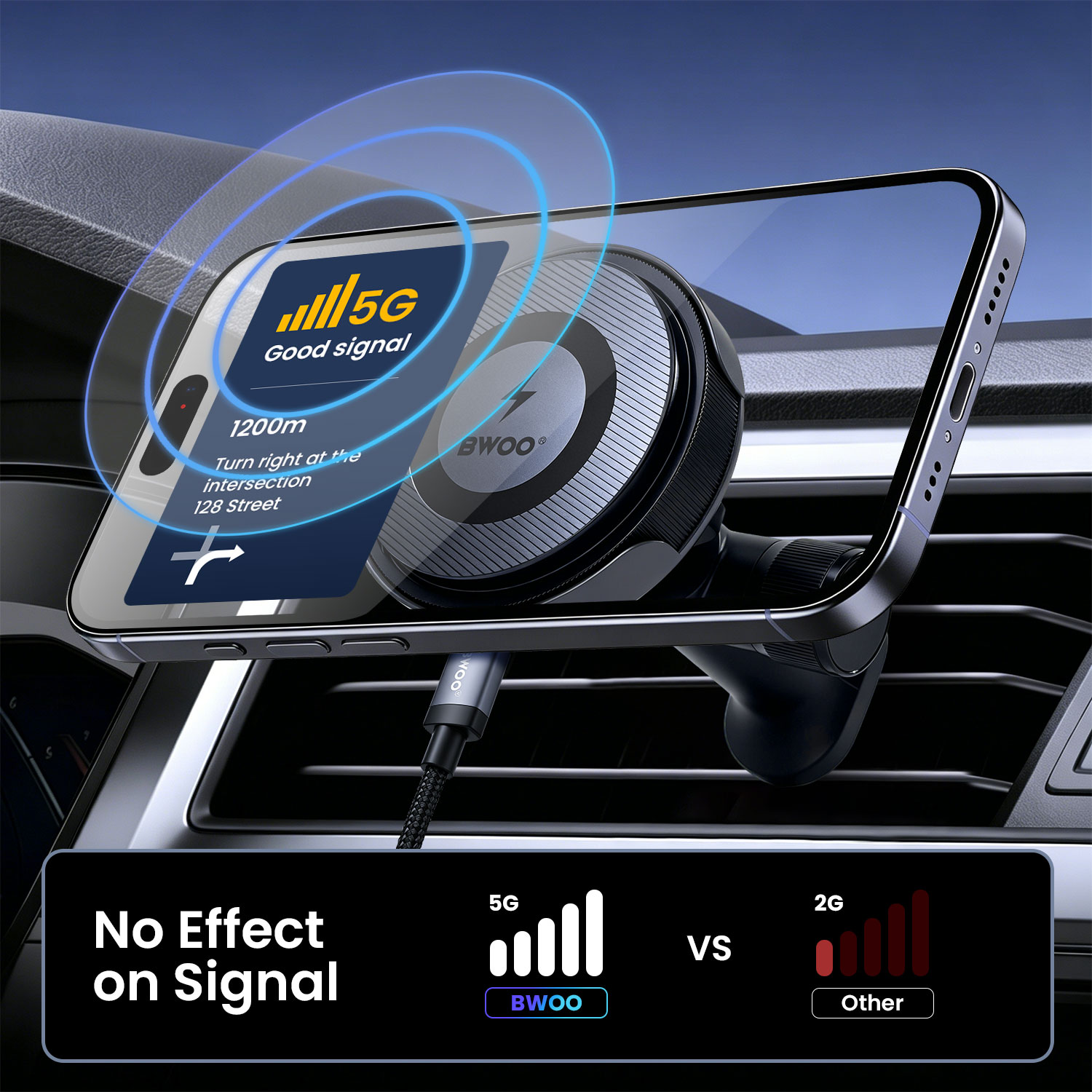 BWOO Magnetic Phone Holder with Charging Function