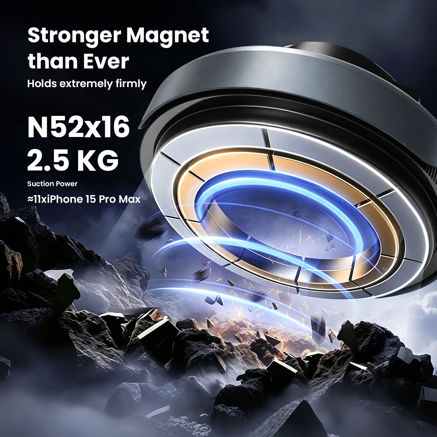 BWOO Wireless Charging Car Mount with Strong Magnetic Force