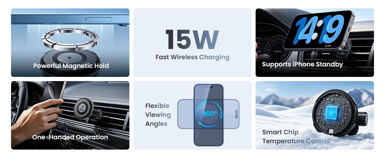 BWOO 15W Wireless Charging Car Mount