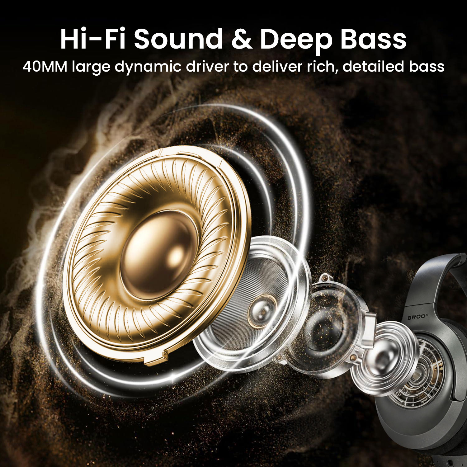BWOO Prenium ANC Headset with Hi-Fi Sound