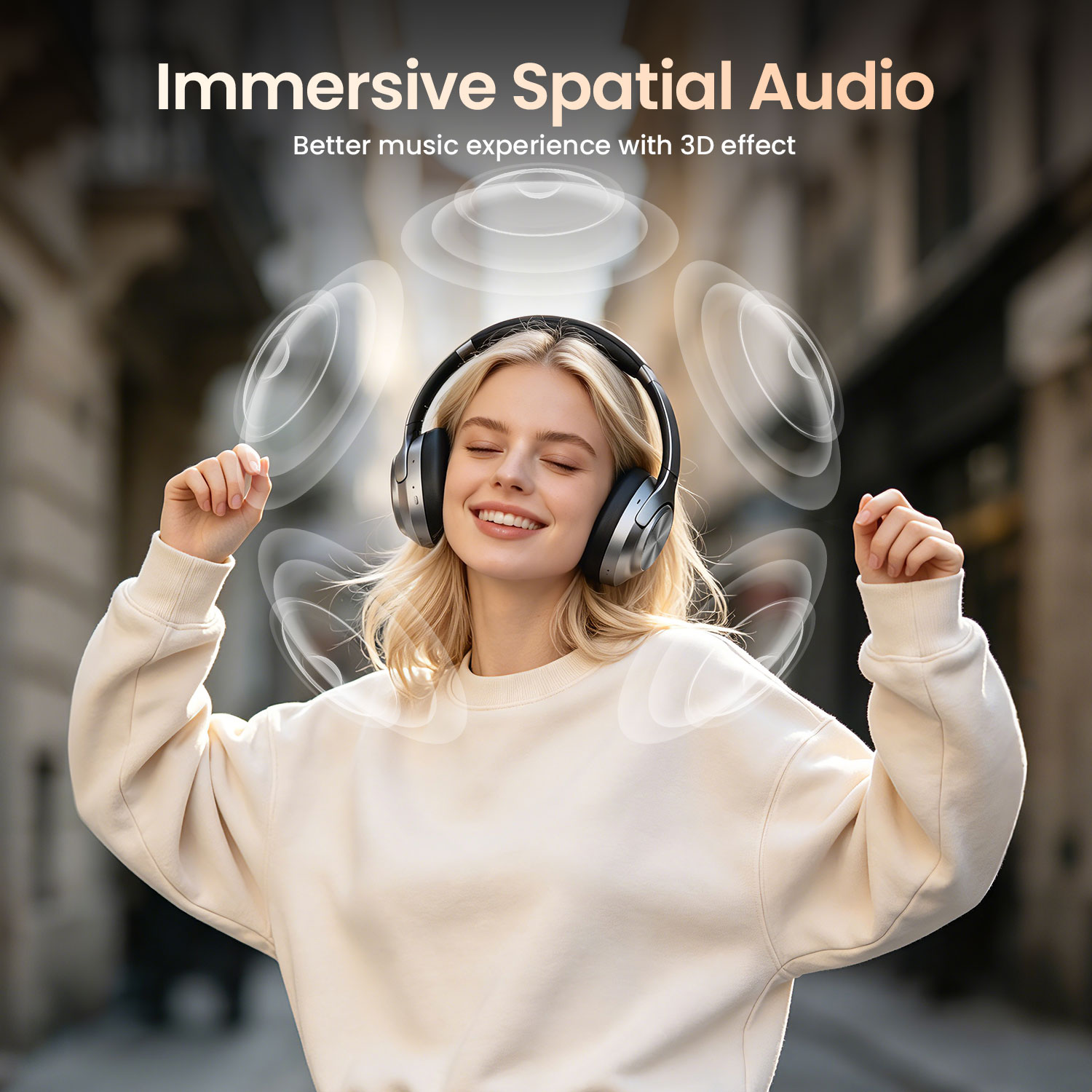 BWOO ANC Noise Cancelling Headphone with Immersive Spatial Audio