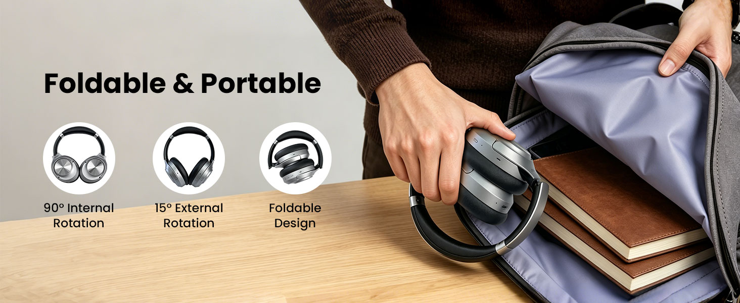 BWOO Foldable and Adjustable ANC Headphone