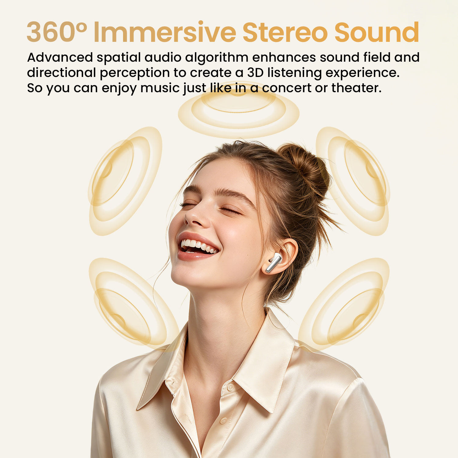BWOO wireless earbuds with 360 immersive stereo sound