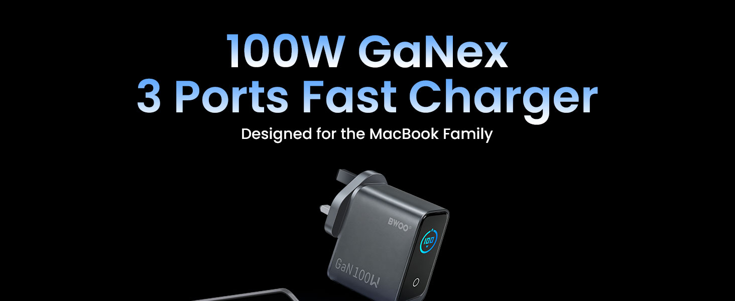 BWOO 100W 3-Port Fast Charger for UK