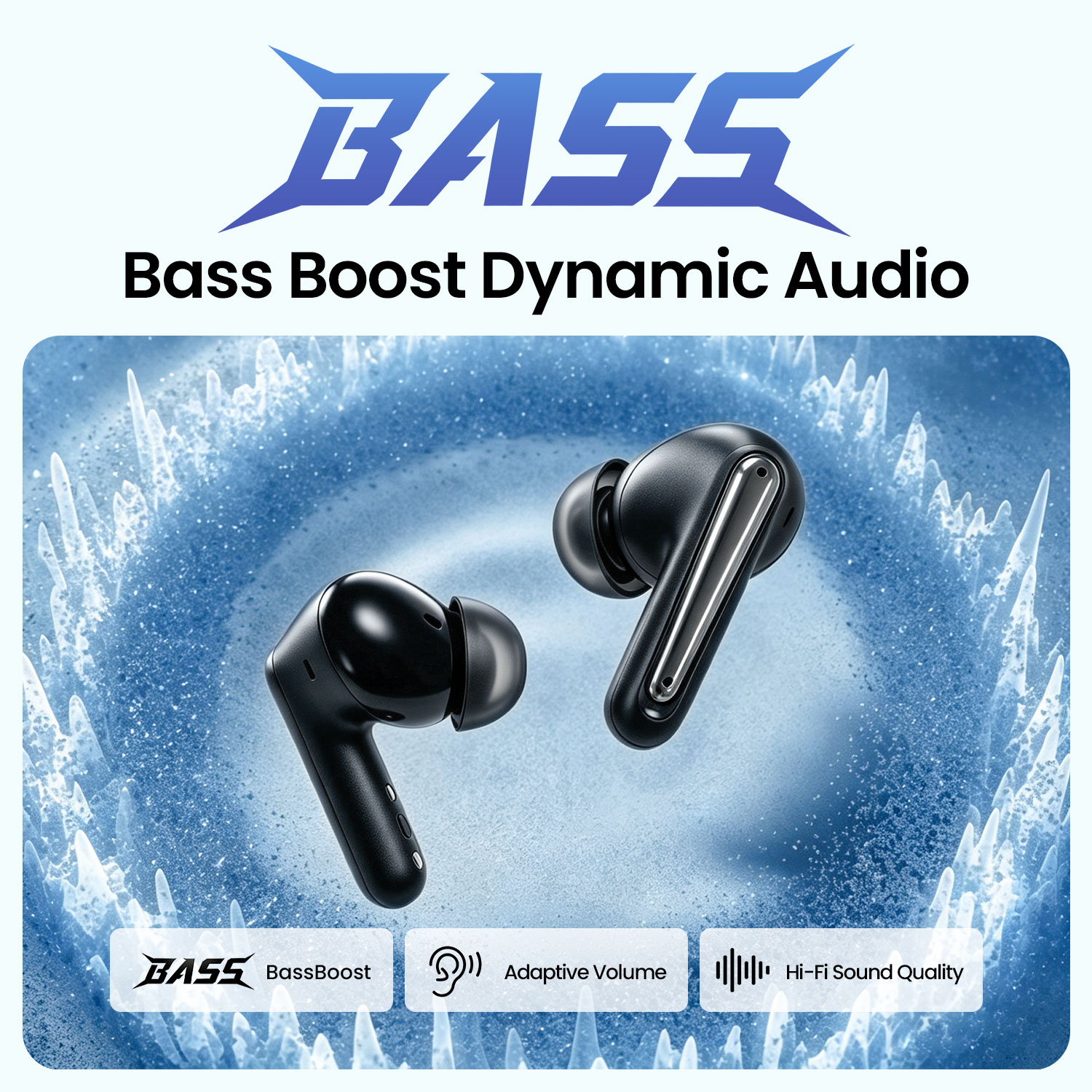 BWOO ANC Wireless Earbuds with Bass Boost Dynamic Audio