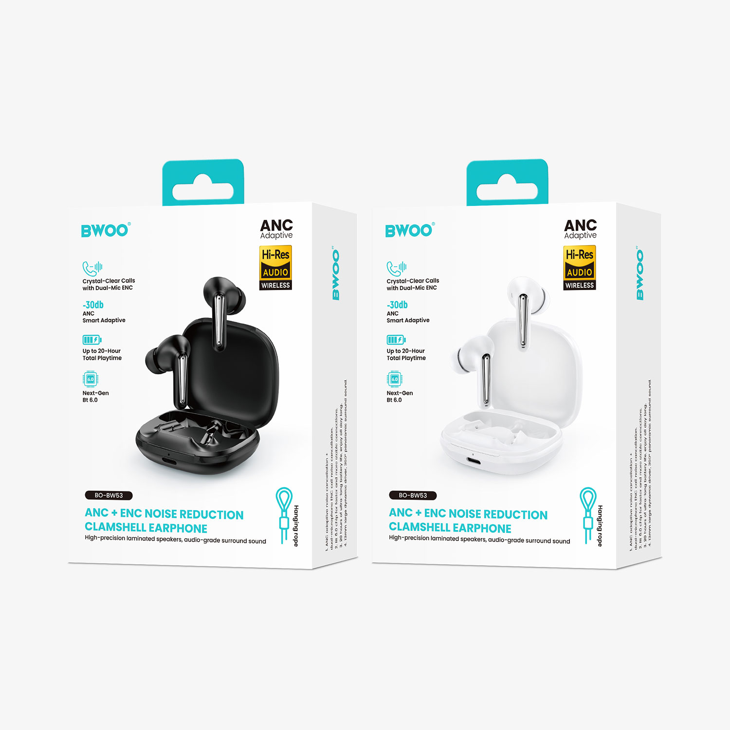 BWOO BO-BW53 ANC Wireless Earphones Package