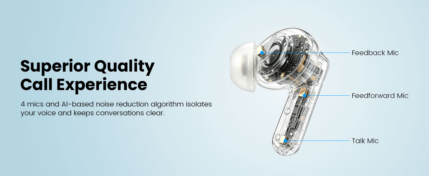 BWOO ANC Wireless Earphone with Superior Quality Call Experience