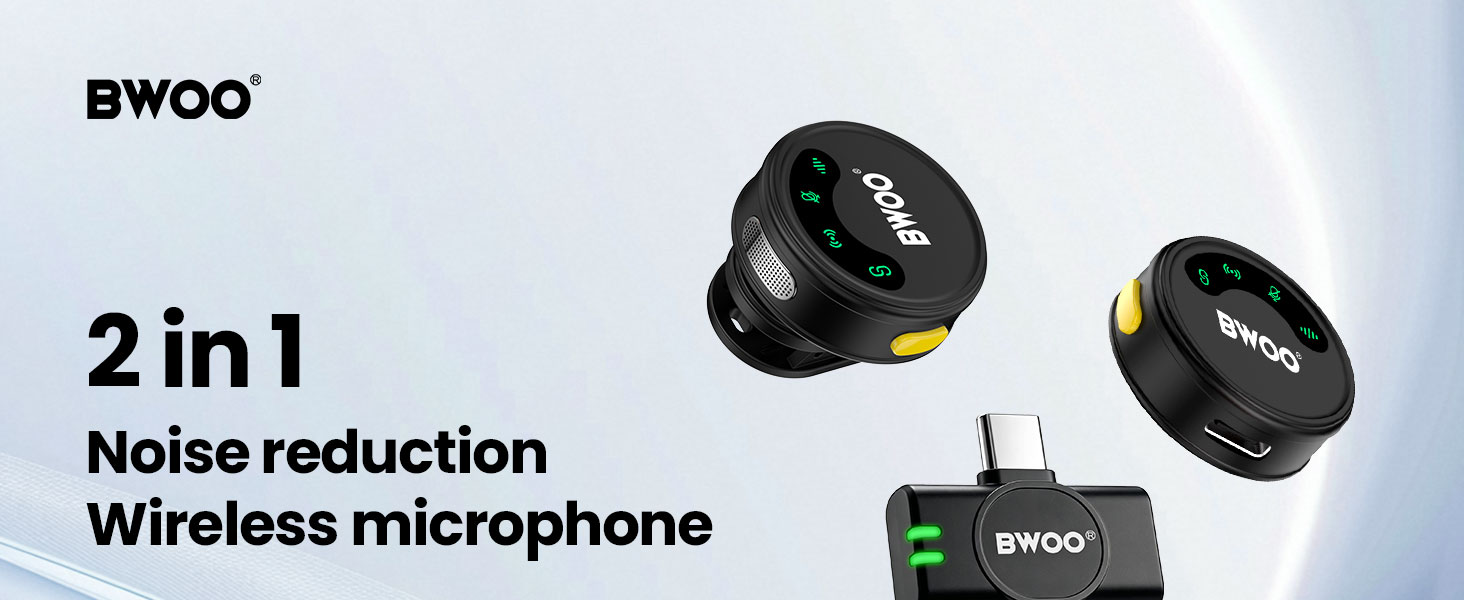 BWOO Compact Wireless Lavalier Microphone for Outdoor Recording
