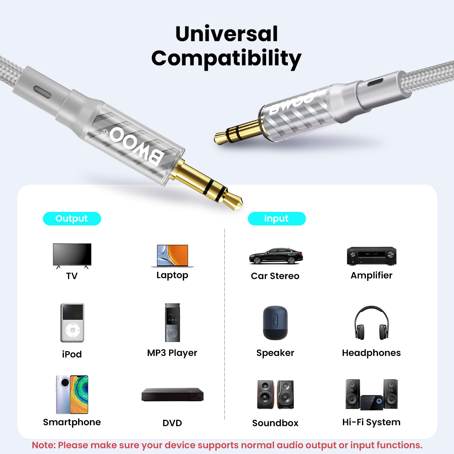 BWOO Universal 3.5mm Audio Cable