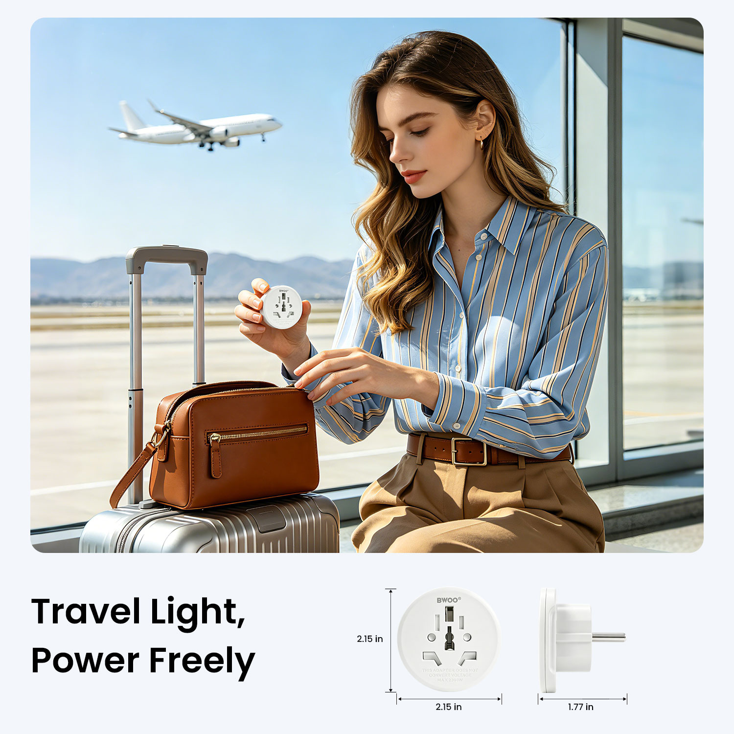 BWOO universal travel adapter EU version with compact design