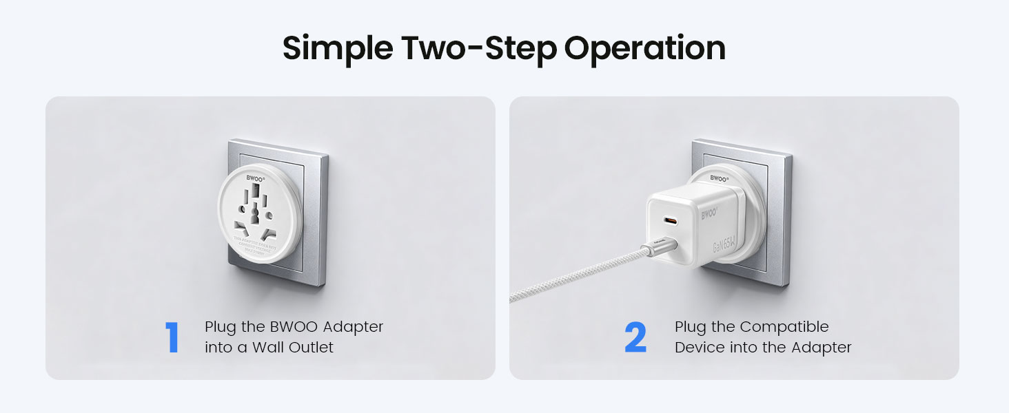 BWOO travel adapter easy to use