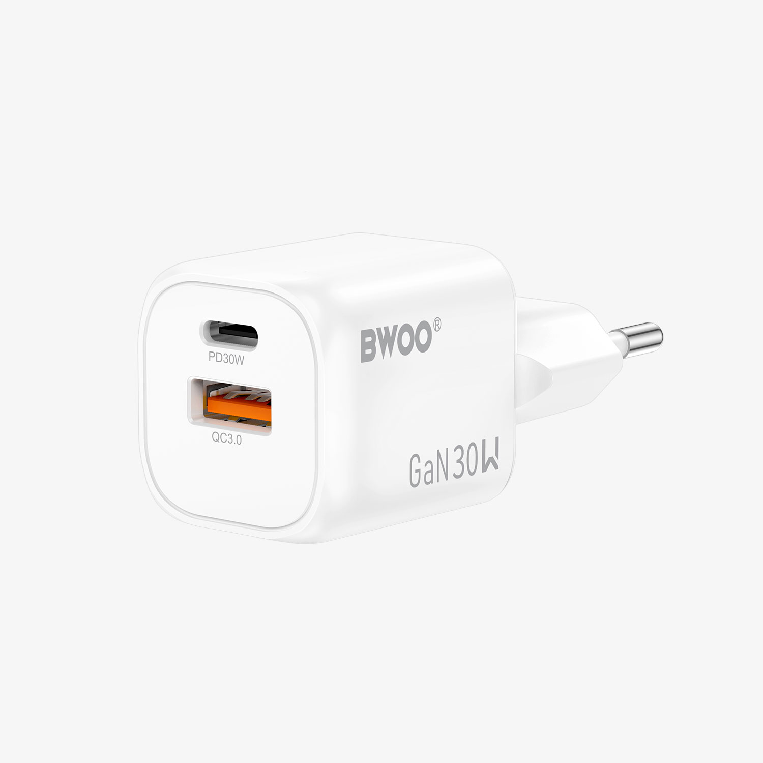 BWOO compact 30W GaN charger for smartphones and USB-C devices