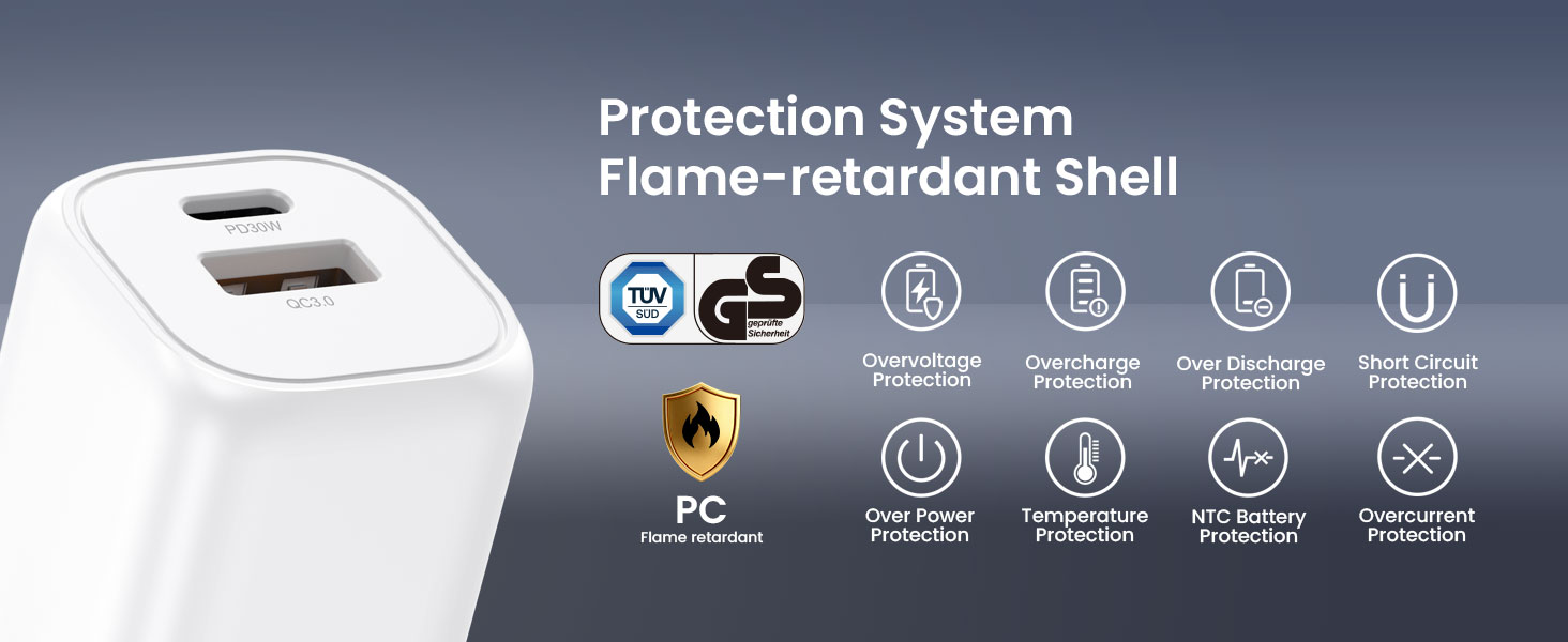 BWOO USB-C wall charger with flame-retardant safety design