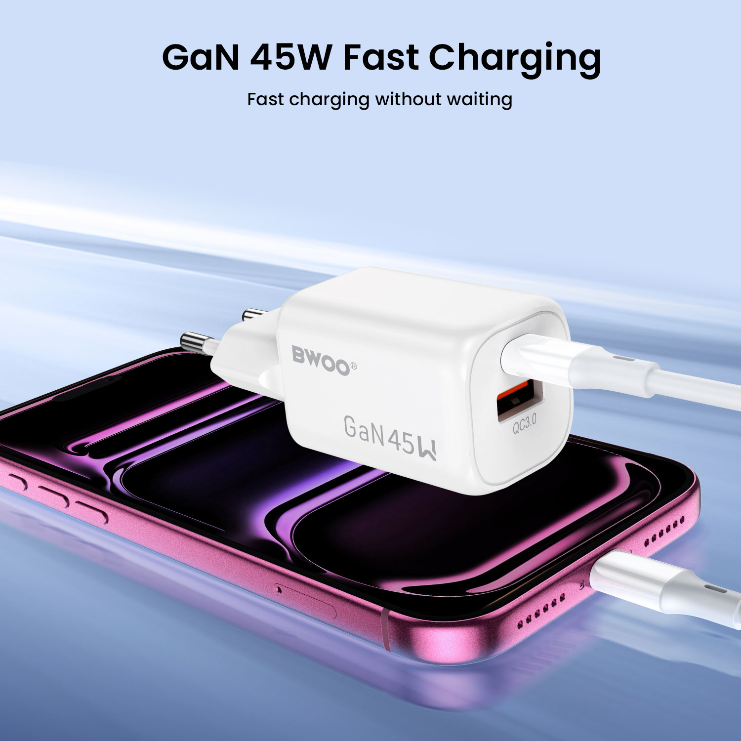 BWOO gan 45w fast charging adapter