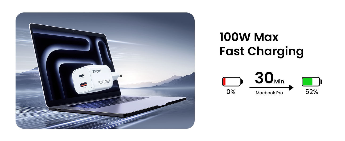 BWOO 100w max fast charging adapter
