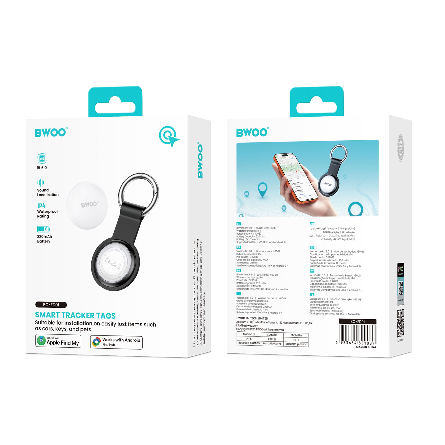 BWOO Smart Tracker Tag with BT 6.0